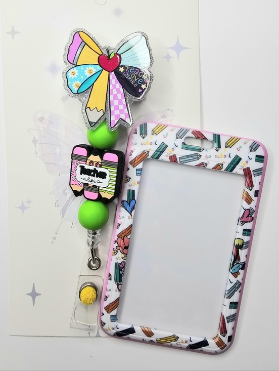 Hand Crafted Accessories - Hand Crafted Vibrant Teacher Badge Reel & ID Holder